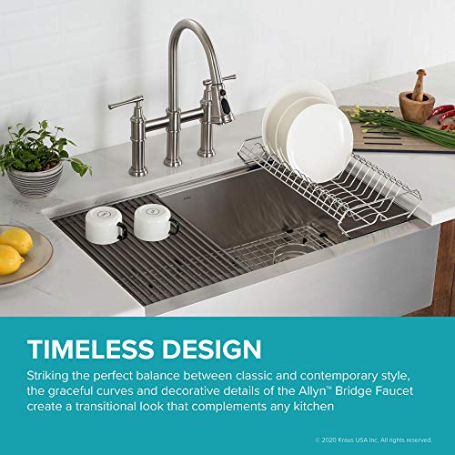 KRAUS Allyn Transitional Bridge Kitchen Faucet with Pull-Down Sprayhead in Spot Free Stainless Steel, KPF-3121SFS - image 4