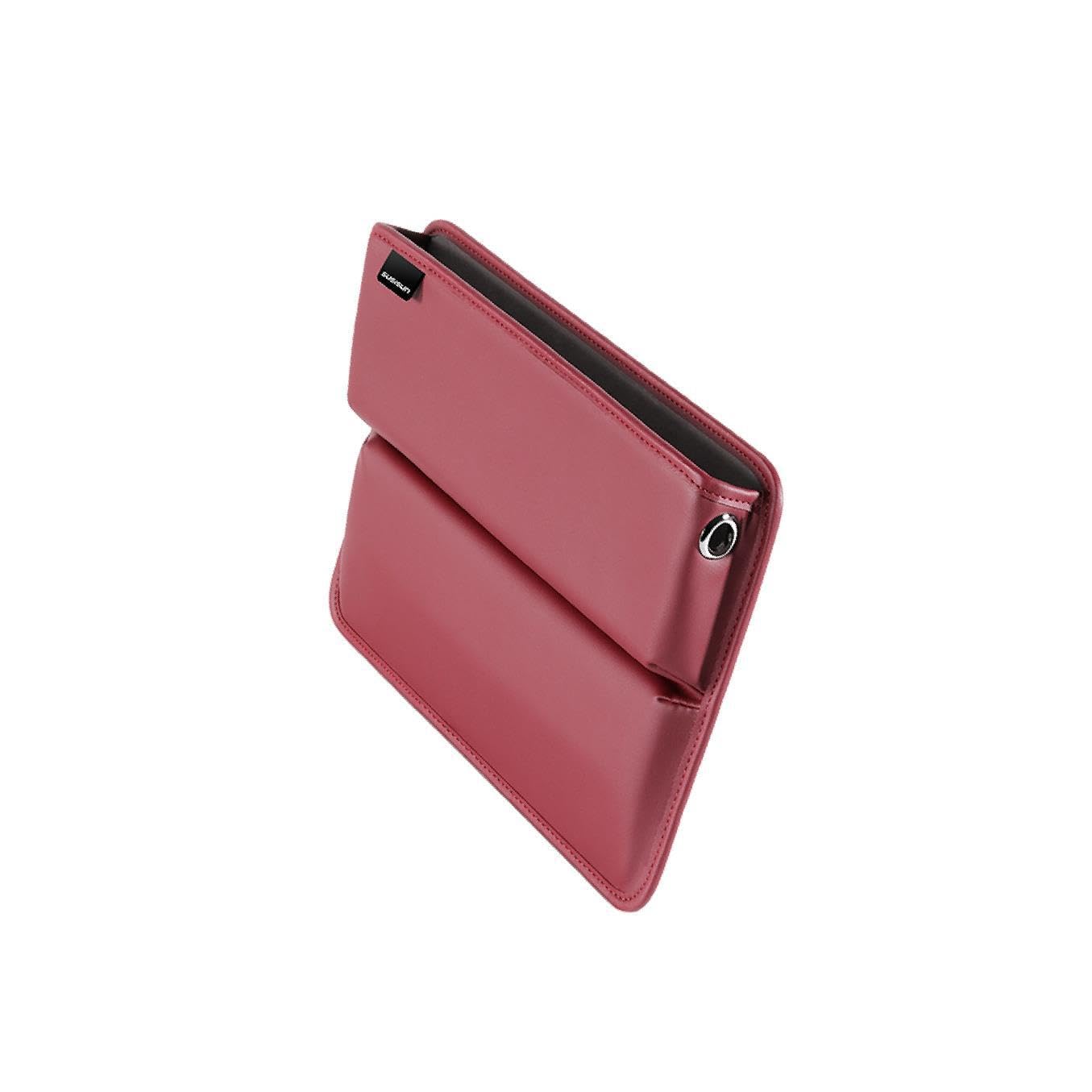 AMSLSIU Premium PU Leather Car Seat Gap Filler Convenient Storage for Keys Small Items Wallet Sleek Box Universal, Wine Red