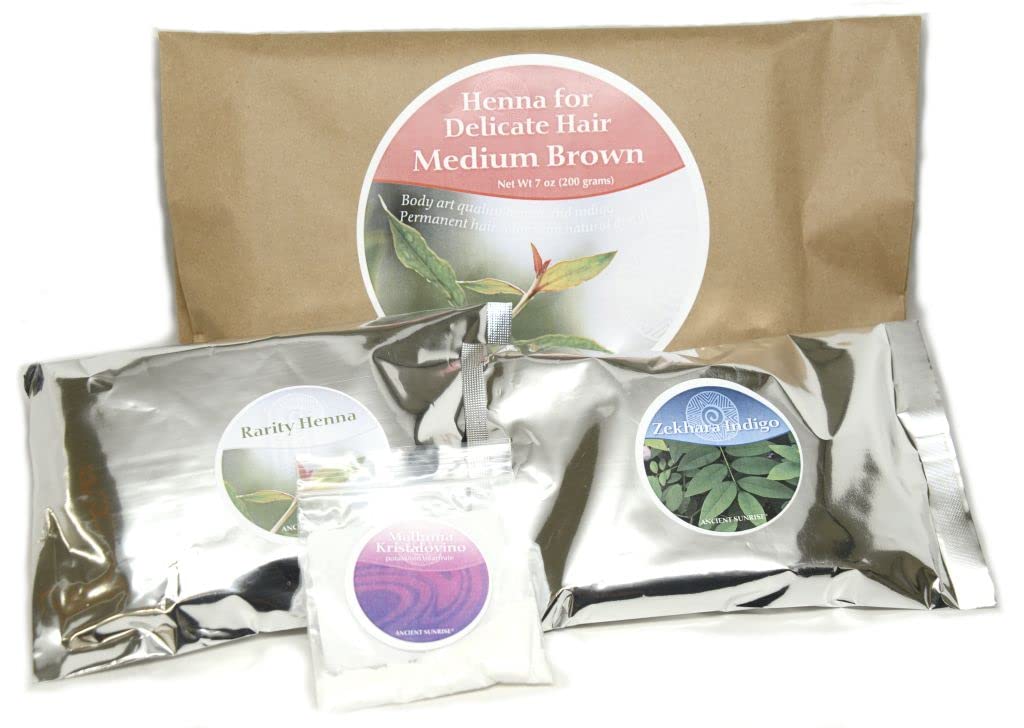 Ancient Sunrise Medium Brown Henna Hair Color for Delicate Hair Finely sifted henna and indigo for natural damaged fragile curly textured and 4C hair