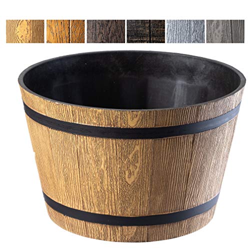 KADAX Blumentopf, Blumenkübel aus Kunststoff, runder Pflanzkübel, Innen- und Außenbereich, Übertopf für Blumen, Haus, Garten, Balkon, Terrasse, wetterfest (Ø 30cm, beige)