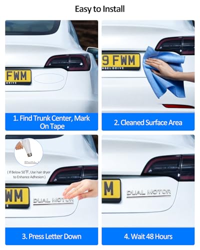 Image of 2025 Tesla Dual Motor Metal Letters Sticker Tailgate Letters Emblems for Tesla Model 3 Y S X Accessories Dual Motor Emblem Model Y Metal Raised Logo Tailgate Letters Silver