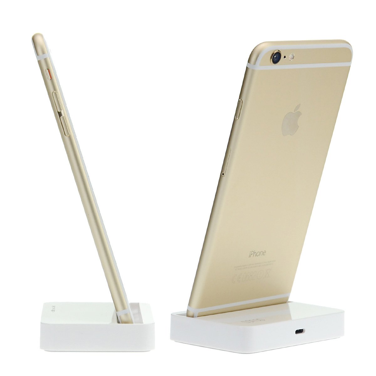 doupi Dockingstation für iPhone X, Xs, Xs Max, Xr, 8/8 Plus, 7/7 Plus, 6 / 6S Plus, 5 5C 5S SE, iPod Halterung zu Laden Datenübertragung [Ladekabel inklusive], Gold
