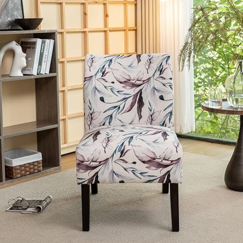 Roundhill Furniture Capa Print Fabric Armless Contemporary Accent Chair, Purple Floral by Roundhill Furniture - Image 5