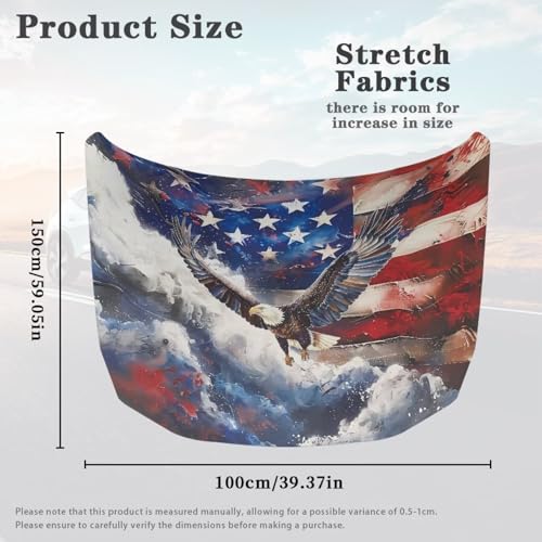 Image of Renewold Car Hood Cover Protector, Eagle American Flag Fashion, Vehicle Hood Wrap Blanket, Hood Covers for Cars, Women Men Automotive Exterior Accessories, Elastic for Outdoor Indoor