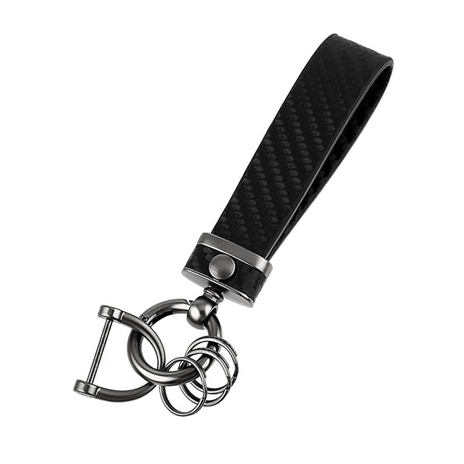 Carbon Fiber Style Car Keychain, Leather Keyring 360° Rotatable Car Key Fob Strap, Detachable Keys Chain Holder with Anti-lost D-Ring, Leather Keys Chain Holder for Men and Women Accessories — view 9
