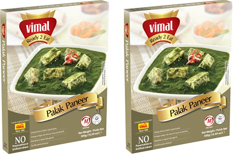 Image of VIMAL Ready to Eat Palak Paneer Instant Mix Vegetarian with No Added Preservative and Colours - 300g Pack of 2