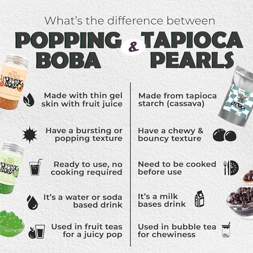 Image of Zawaa Boba Tea Assorted Popping Boba Pearls - Peach & Kiwi | 300g Each (Pack of 2) | Bursting Bubble Tea Pearls