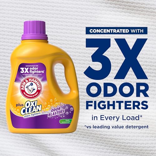 Image of ARM & HAMMER Plus OxiClean with Odor Blasters Liquid Laundry Detergent, Laundry Odor Remover, Attacks Stains, Fresh Botanical Scent, 74 Loads, 96.2 Fl Oz