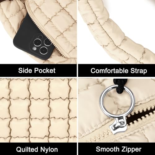 Image of GASSDA Puffer Tote Bag for Women Large Quilted Puffy Lightweight Carryall Crossbody Tote Bag for Women