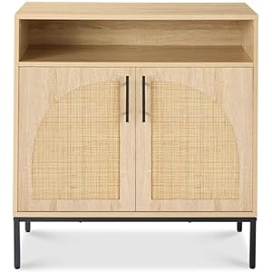 Best Choice Products Rattan Sideboard Buffet Cabinet, Entryway Table, Accent Storage Cabinet, Console Table for Hallway, Living Room, Dining Room – Natural