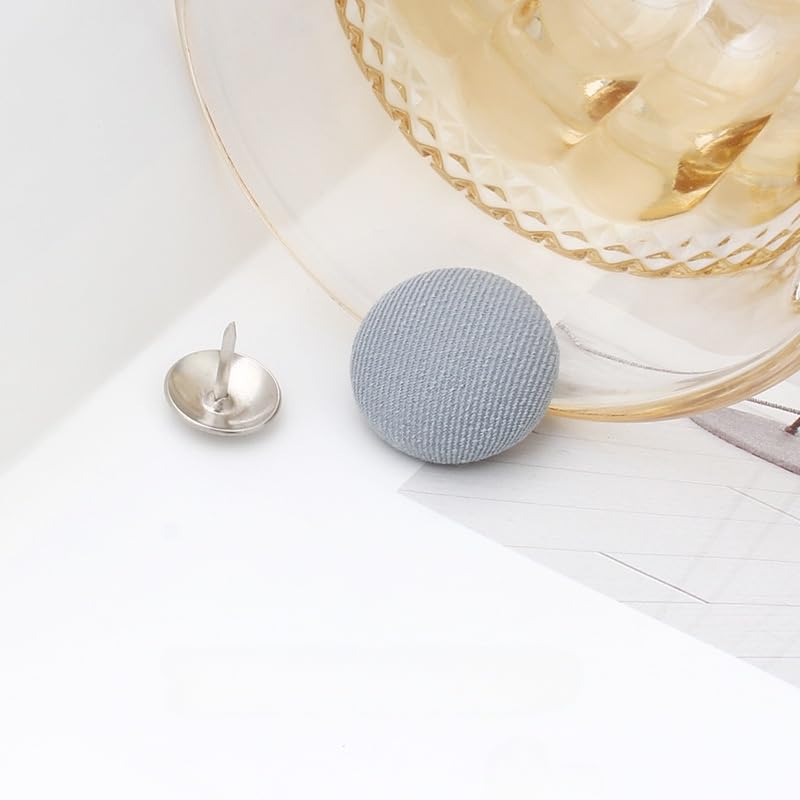 Bottoni Rotondi In Tessuto Con Gambo Metallo - 32 Pezzi 8 Colori, 17mm, Per Cappelli E Abbigliamento - Foto 3