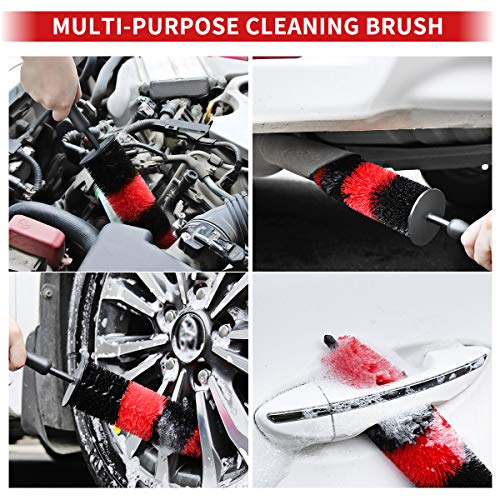 10 Pcs Wheel & Tire Brush Detailing Brushes Set - 16 Inch Long Rim Brush, 5Pcs Sizes Car Detailing Kits, Short Handle Tire Brush, 3Pcs Wire Brushes for Cleaning Car, Motorcycle, Interior, Exterior - Thumbnail 7