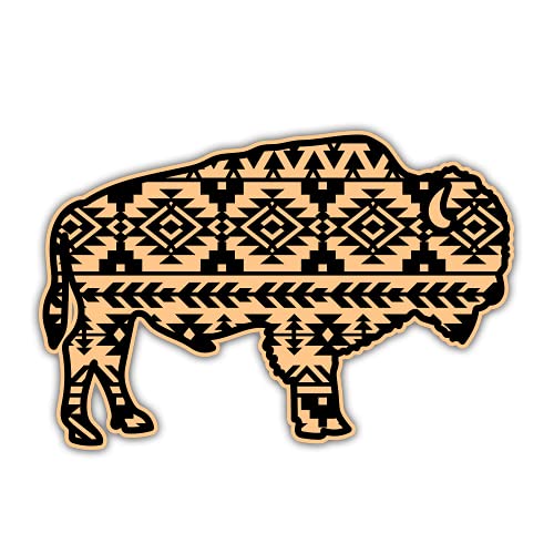 Buffalo Tribal Native Pattern - 5" Vinyl Sticker - for Car Laptop I-Pad - Waterproof Decal