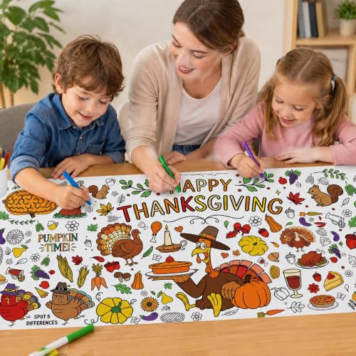 Thanksgiving Crafts for Kids- Thanksgiving Giant Coloring Tablecloth Poster - image 5