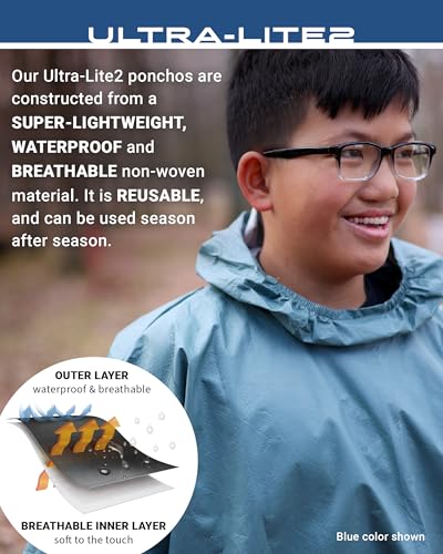 Image of FROGG TOGGS Ultra-lite2 Waterproof, Breathable Rain Poncho, Adult and Youth Sizes