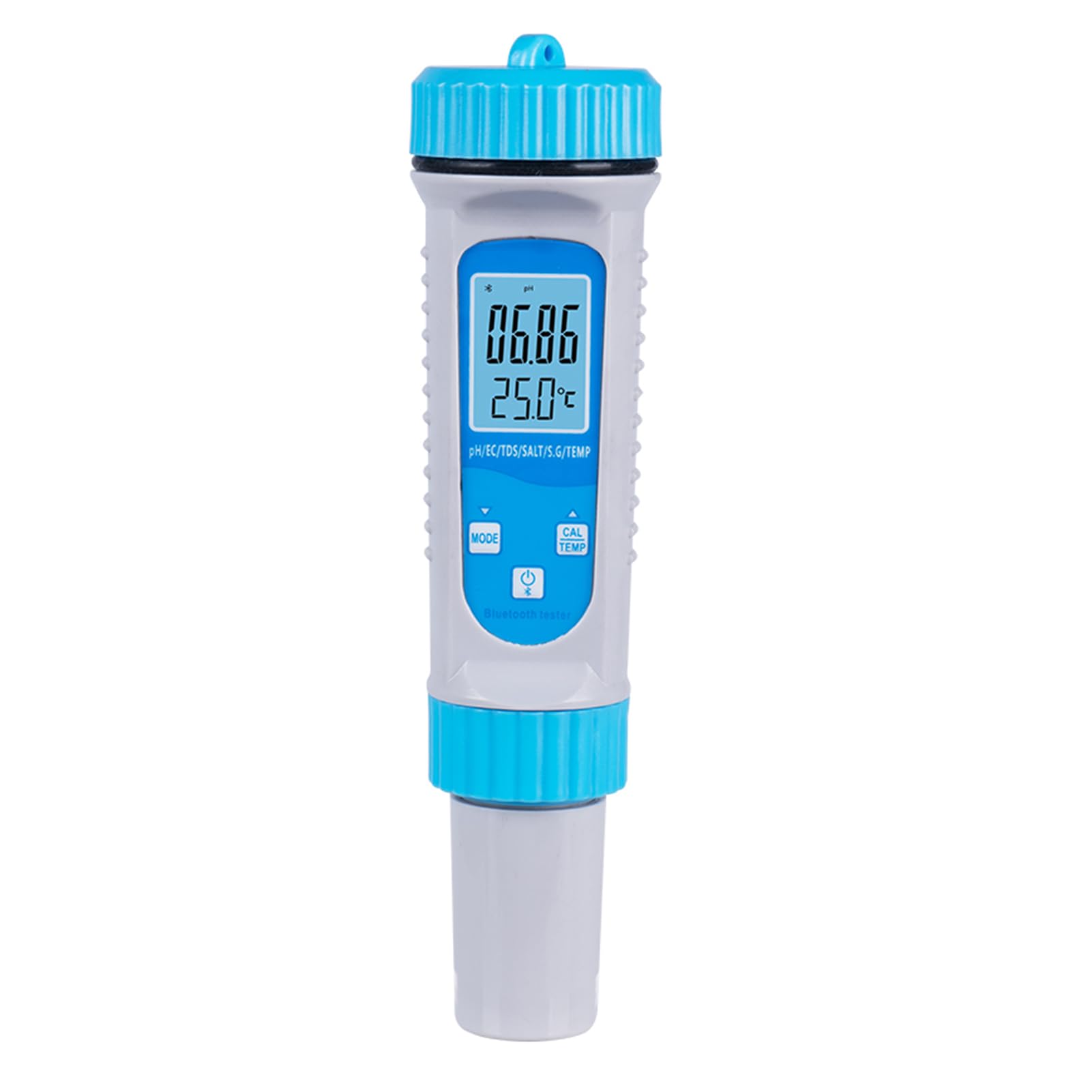 Smart BT Testeur de pH 6 en 1 pour eau de piscine PH/EC/TDS/SALZ/SG - Moniteur de qualité de l'eau de piscine multifonction pour laboratoire d'eau potable de piscine