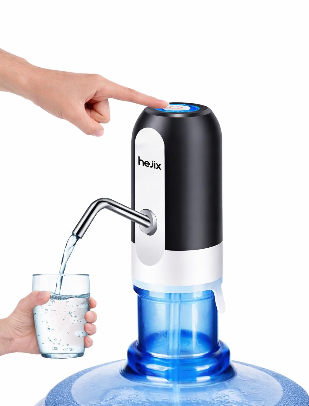 HeJix Electric Water Pump Dispenser, USB Rechargeable, Easy-Touch