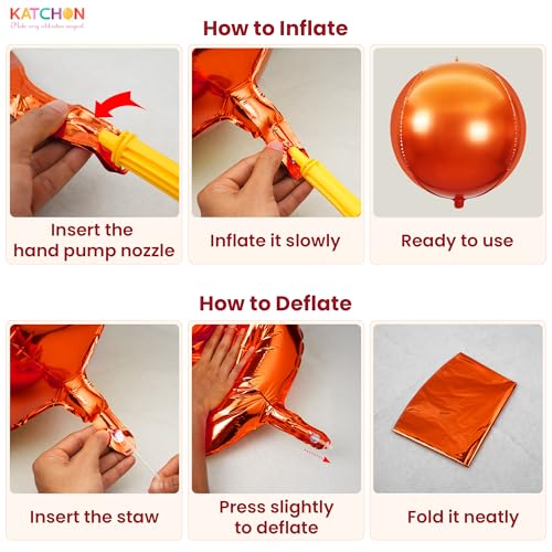 Image of Katchon, Huge, Metallic Orange and Black 4D Foil Balloons - 22 Inch, pack of 6 | Halloween Decorations Indoor with Halloween Balloons | Fall Decorations For Home, Thanksgiving decorations Indoor