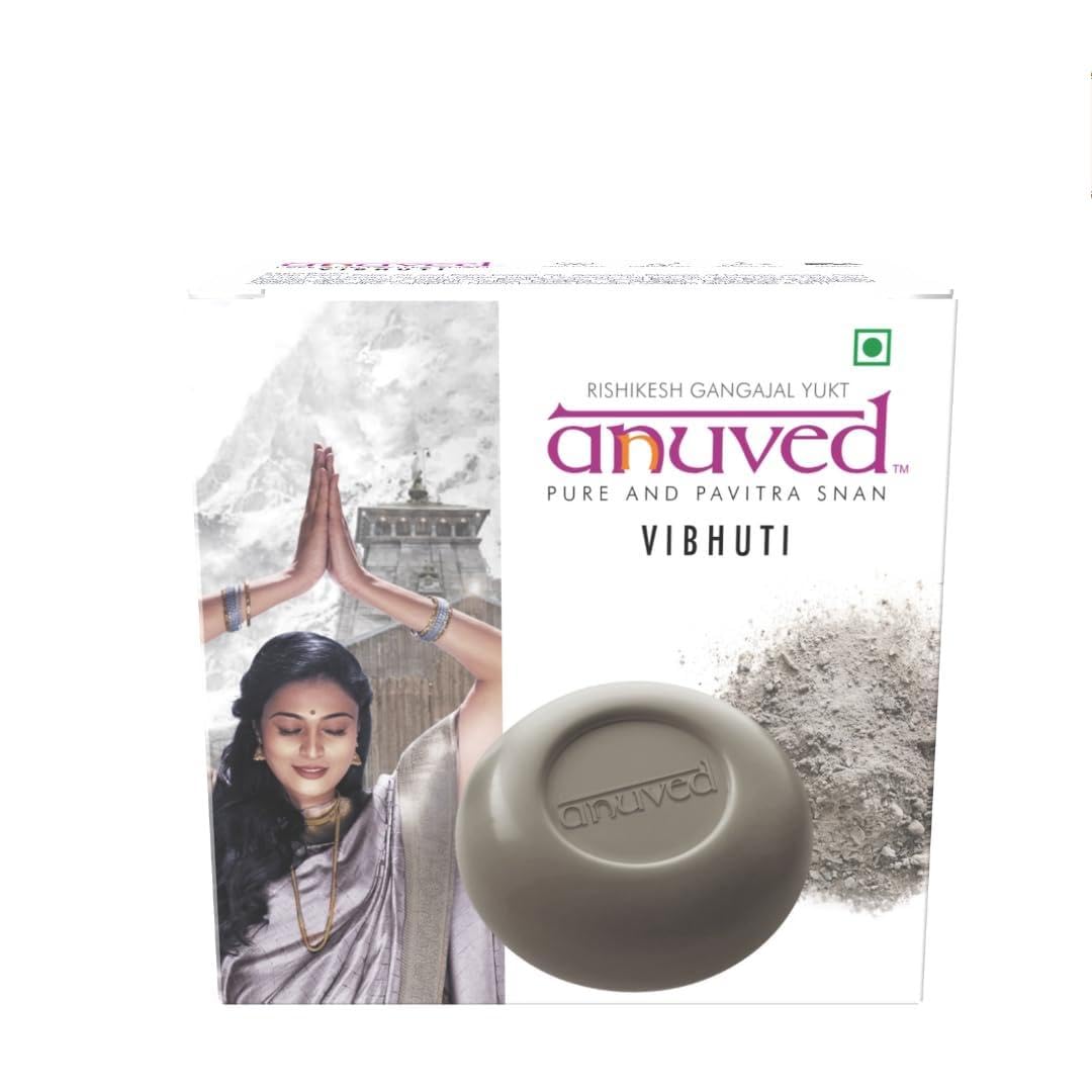 Anuved Vibhuti Soap | Pack Of 3 | 125g Each | Herbal Scrub for Face and Body infused with ashes of sacred Herbs | Enriched with Rishikesh Gangajal | Tan removal Soap for Men and Women-image-23