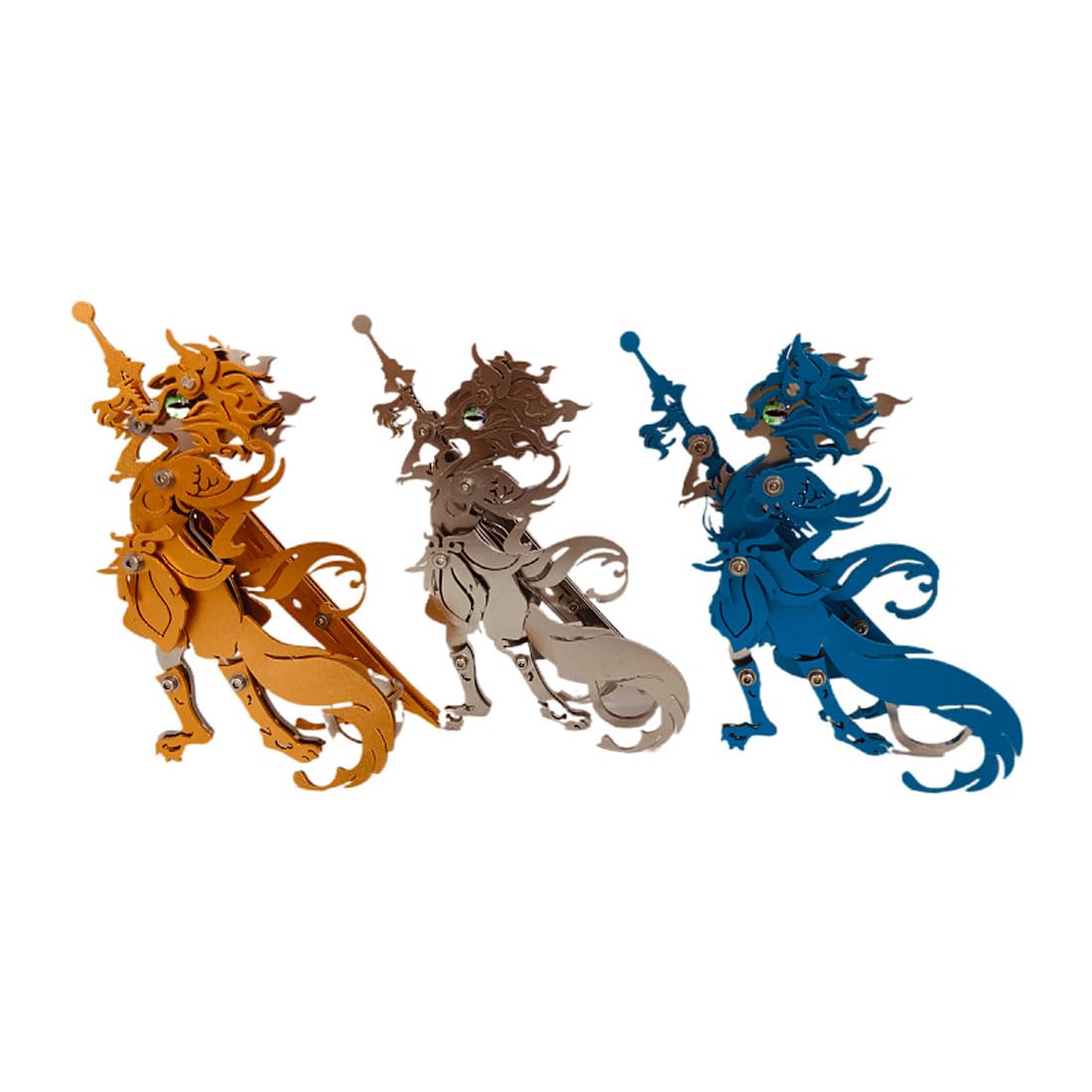 Puzzle 3D de metal de animales, juego de rompecabezas, 76 piezas, modelo de gato de metal, corte láser 3D, modelo steampunk, coleccionable para adultos con herramientas (plata)