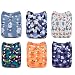 ALVABABY Baby Cloth Diapers One Size Adjustable Washable Reusable for Baby Girls and Boys 6 Pack + 12 Inserts 6DM52