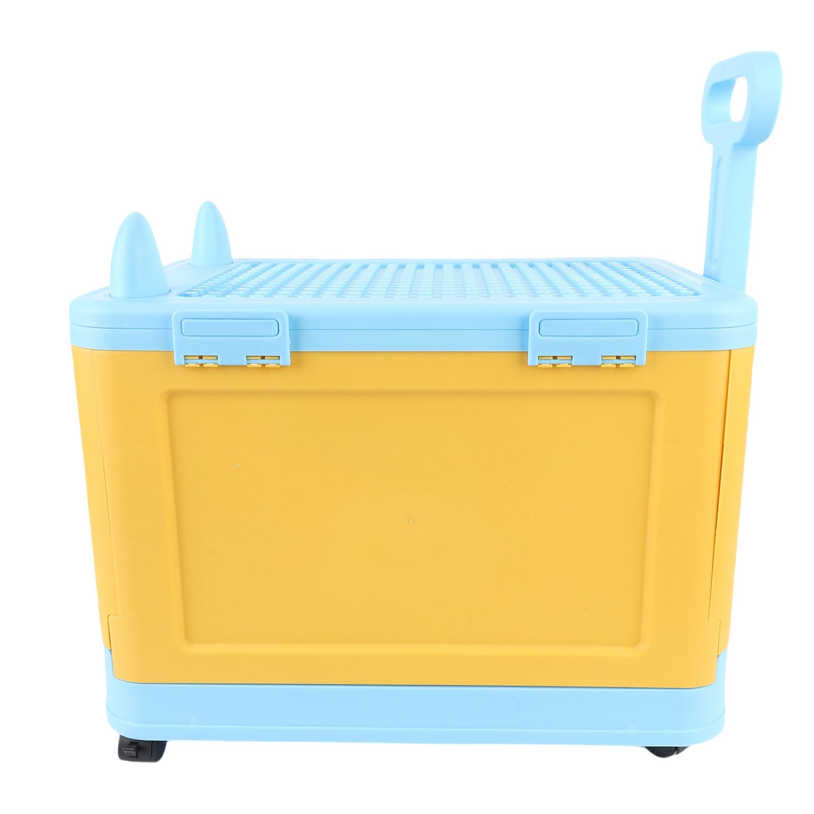 Jiawu Lindo Baúl de Juguetes con Ruedas, Caja de Almacenamiento de Juguetes Resistente para Cosas de Niños, Organizador de Almacenamiento de Fácil de Mover, Estuche de de (azul amarillo)