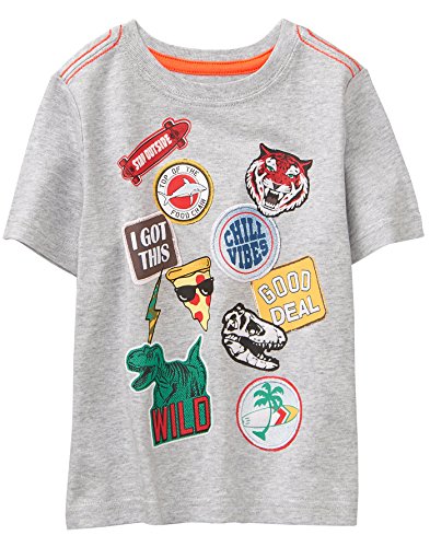 Crazy 8 Little Boy's Short Sleeve Crewneck Graphic Tee Shirt, Cozy Heather Patches, S