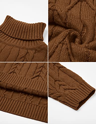 Mens High Neck Sweater Cable Knitted Pullover Long Sleeve Slim Fit Chunky Casual Fall Winter Warm Cardigans Top Coffee S #TOP6