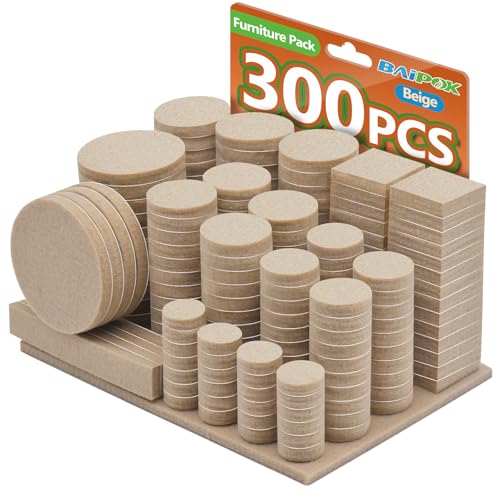 Comparison: Best Hardwood For Cabinets 4 Furniture Pads 300 Pack Premium Furniture Felt Pads (Beige), Huge Quantity Self Adhesive Anti Scratch Floor Protector for Furniture Legs Hardwood with 60 Cabinet Door Bumpers