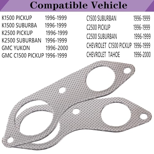 Image of 31575 (2PCS) Exhaust Pipe Flange Gasket For CHEVROLET，GMC，C1500 PICKUP SUBURBAN,C2500 PICKUP SUBURBAN K1500 PICKUP SUBURBAN K2500 PICKUP SUBURBAN 1996 1997 1998 1999;CADILLAC ESCALADE 1999-2000