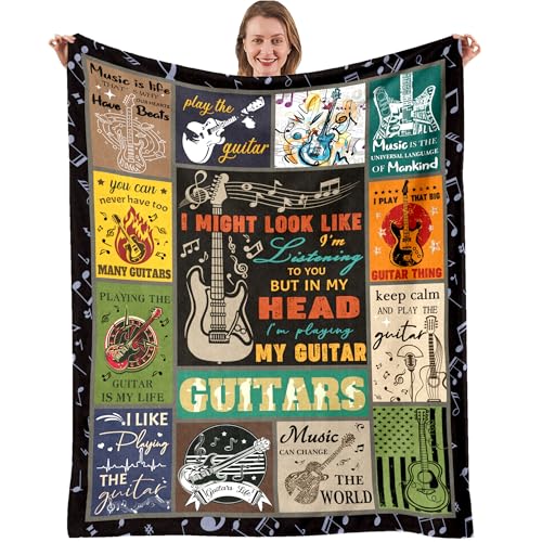 Guitar Music Lover Gifts Throw Blanket, Guitars Decor Blankets, Music Gifts for Men Women, Gifts for Guitar Player,Soft Flannel Guitars Blanket for Couch Bed 50"X60"