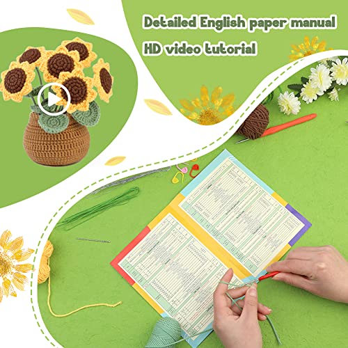 Image of kgxulr Crochet Kit, Sunflower Crochet Kit for Beginners, Knitting Kit | Beginner Crochet Kit, Crochet Flower Kit, Sunflower Crochet Kit, Beginner Crochet Kit for Adults