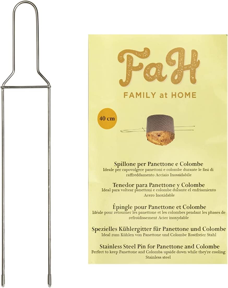 FAH - Kit Stampo Panettone Basso (5pz x 1kg) + Spillone Panettone + 5 Sacchetti con Chiusure, Pirottini Panettone Professionale di Carta Ondulata di Pura Cellulosa, Resistente al Calore 220°C