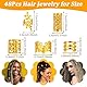 Ouligay 50 Stück Gold Haarschmuck für Zöpfe Dreadlocks, Loc Schmuck für Haar, Goldene Haarringe Braids Metall Cuffs Flechtet Haar Schmuck Dreadlocks Zubehör für Herren Damen Mädchen Jungen