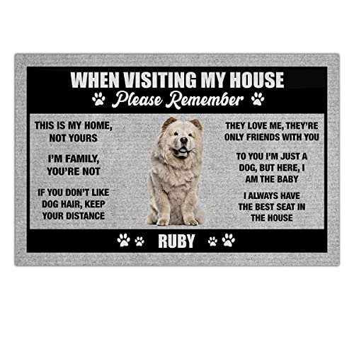 kobalo Personalized Chow Chow Kitchen Home Rug Non-Slip Carpet 16x24 Inch Indoor Entryway Doormat When Visiting My House Please Remember Gifts for Dogs Lover Dog Owner