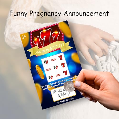 Image of 10 Lucky Pregnancy Announcement Scratch Off Cards, 4x6 Creative Fake Lottery Tickets for Pregnancy Reveal Ideas for Grandparents Future Dad Friends