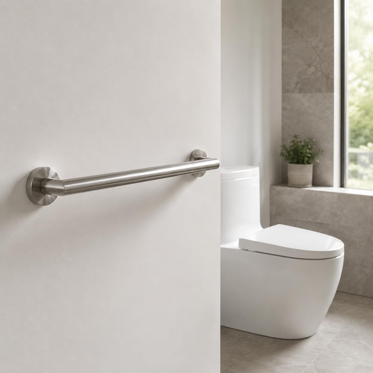 Agarraderas Baño para Mayores 40 cm, Asidero Ducha Ø32mm | Barra de apoyo WC y minusválidos, acero inoxidable antioxidante, asa de seguridad con kit de montaje
