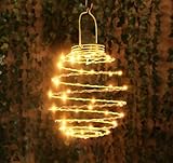 Large Solar Spiral LED Lanterns, Solar Garden Lights Outdoor Decorative Hanging Lights, Waterproof Pendant Light for Garden, Patio, Porch-Green