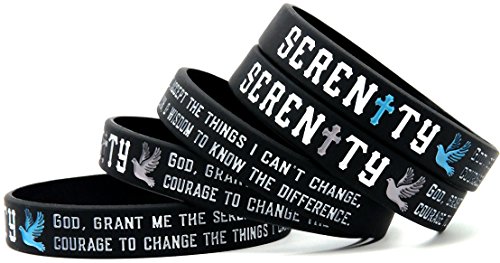 Ezekiel Gift Co. (12-Pack) Serenity Prayer Silicone Wristbands - Wholesale Bulk Pack of 1 Dozen Bracelets - Thumbnail 4