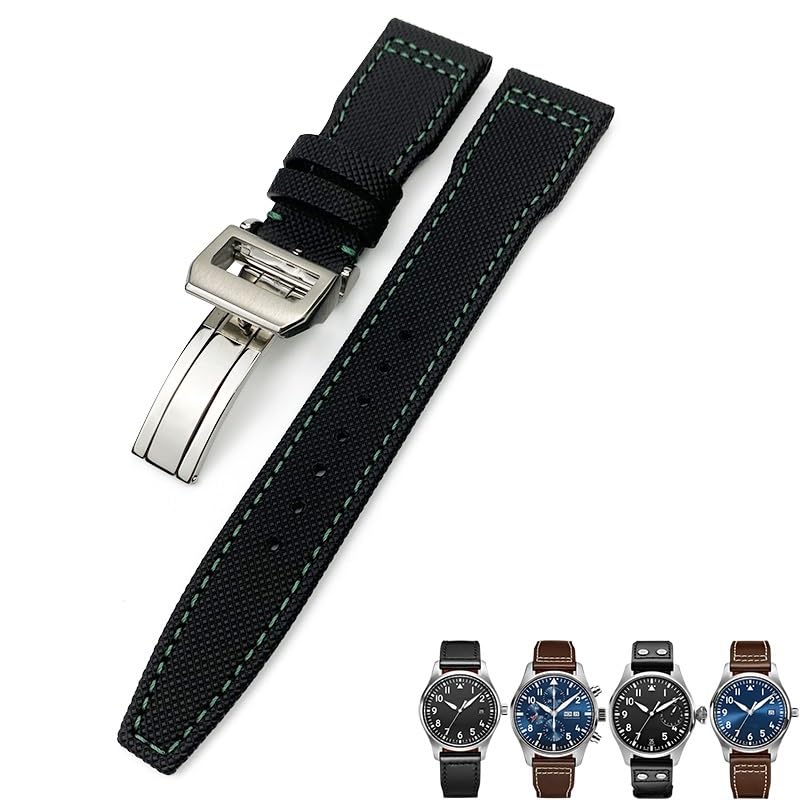 Bracelet de montre en cuir de veau noir compatible avec IWC Big PILOT 20mm 22mm