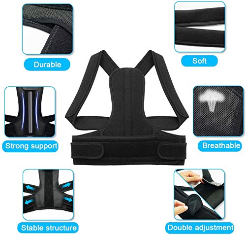 Back Brace Posture Corrector - Back Support Belt with Fully Adjustable Straps Relief Lower & Upper Back Pain, Improve Posture & Provides Lumbar Support - Fit for Men & Women