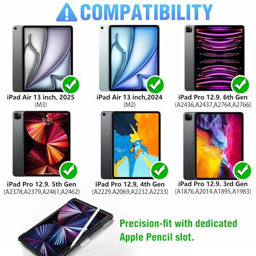 Image of Nillkin iPad Air 13 inch Case Keyboard (M3 2025 /M2 2024) & iPad Pro 12.9 inch (6th /5th /4th /3rd), Detachable Keyboard with Multi-Touch Trackpad, Pencil Holder & Camera Cover, Rugged Protective