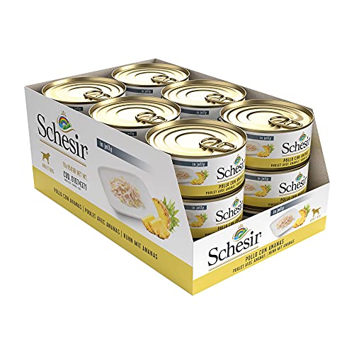 Schesir Dog Fruit Hühnerfilet mit Ananas, Hundefutter nass mit Früchten, 18 Dosen x 150 g