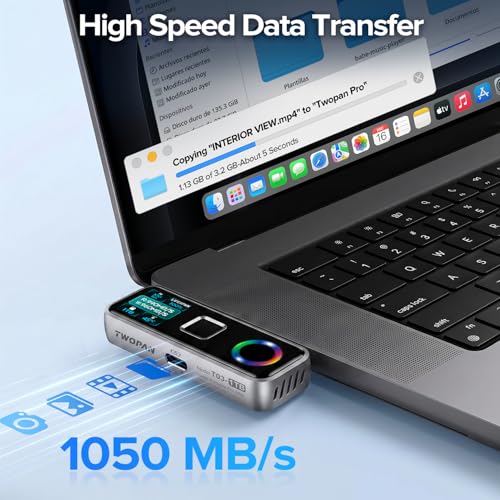 Image of TWOPAN 2TB MagSafe Fingerprint SSD for iPhone 15 /16 /17, External Storage Records ProRes 4K 60fps Directly, 1050MB /s Ultra‑Fast Transfer, PD Charging, AR Glasses Ready, for iPhone, Mac, PC, Steam Deck