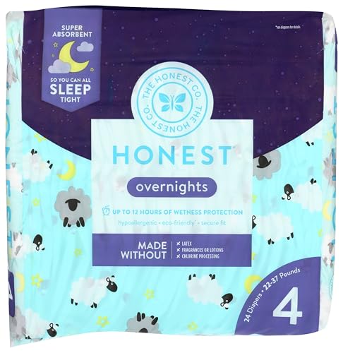 Image of Honest Overnight Diapers, Sleepy Sheep, Size 4, 24 ct