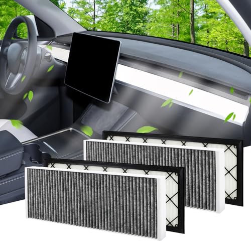 4 filtros de aire para Tesla Model Y con carbón activado HEPA de cabina 2020-2025