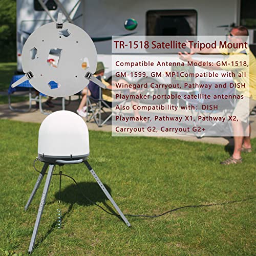 Tr-1518 Satellite Tripod Mount Compatible With Carryout Gm-1518, Gm-1599, Gm-Mp1, Pathway And Playmaker Rv Satellite Antennas Adjustable Height 14.5"-22" #TOP1