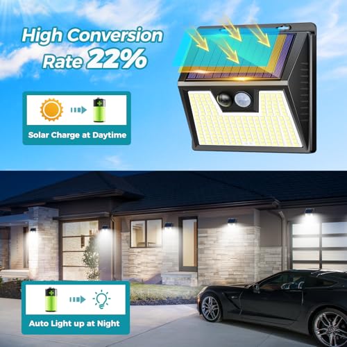 Luz solar exterior con sensor de movimiento kolpop 140 LED impermeable IP65 pack de 6 2