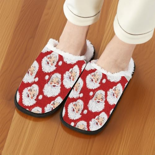Christmas Slippers for Women Men Buffalo Plaid Funny Reindeer Santa Snowman Xmas Tree Snowflake Fuzzy Slipper Winter Slip on Cozy Memory Foam House Shoes Holiday Party Gifts3