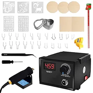Pyrography Machine Soldering Iron Set 60W LCD Wood Burner Set Temperature Adjustable with 21 Pyrography Wire Tips for Wood Leather Gourd